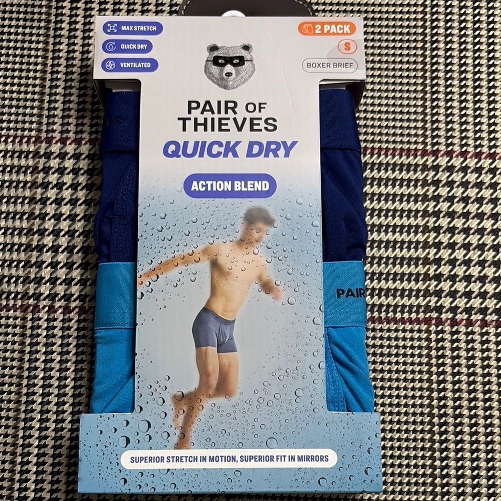 NWT 2- Pair of Thieves Men's Quick Dry Boxer Briefs Size S